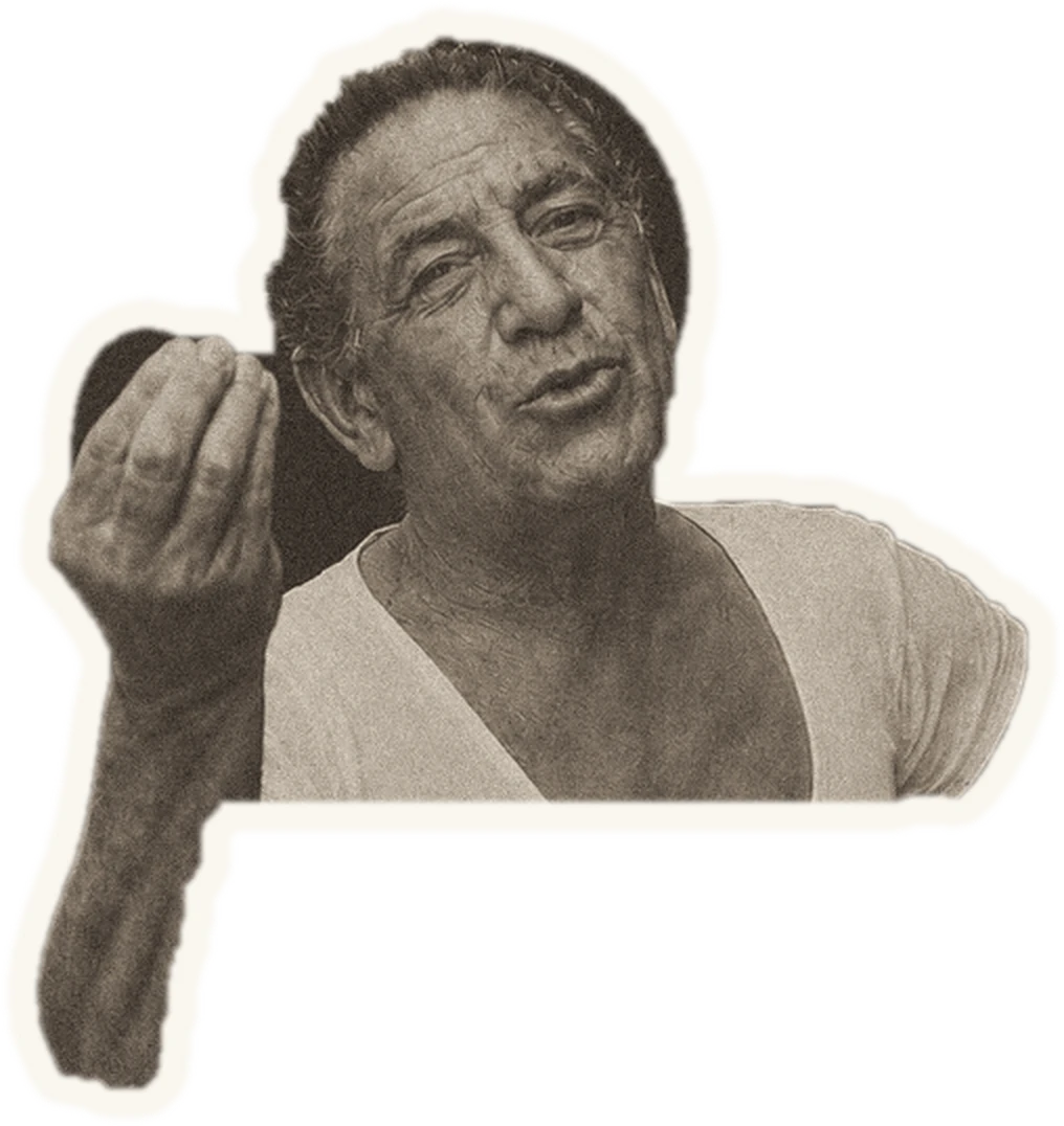 Old Italian man making the pinched-fingers gesture