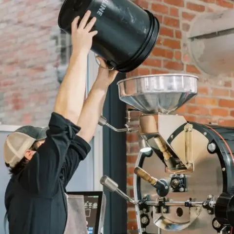 Frankie roasting coffee